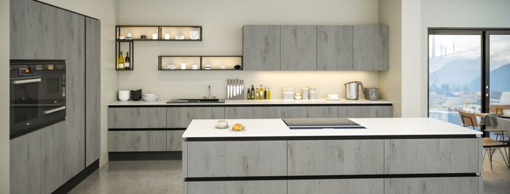 Textured kitchen cupboard doors - concrete Statement Kitchen trends