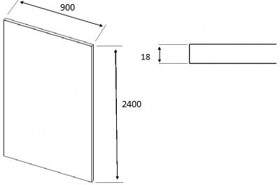 Matt Graphite Knebworth Square End Panel (2400mm W x 900mm H x 18mm)