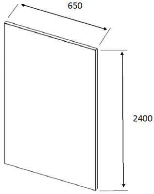 J-Profile Matt Graphite Square End Panel 2400mm h x 650mm w